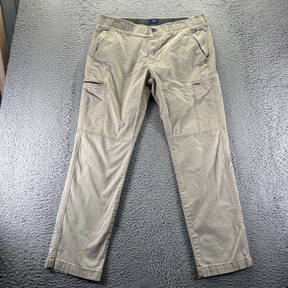 George‎ Pant Mens 36x32 Beige Cotton Cargo Straight Leg Stretch Utility Workwear